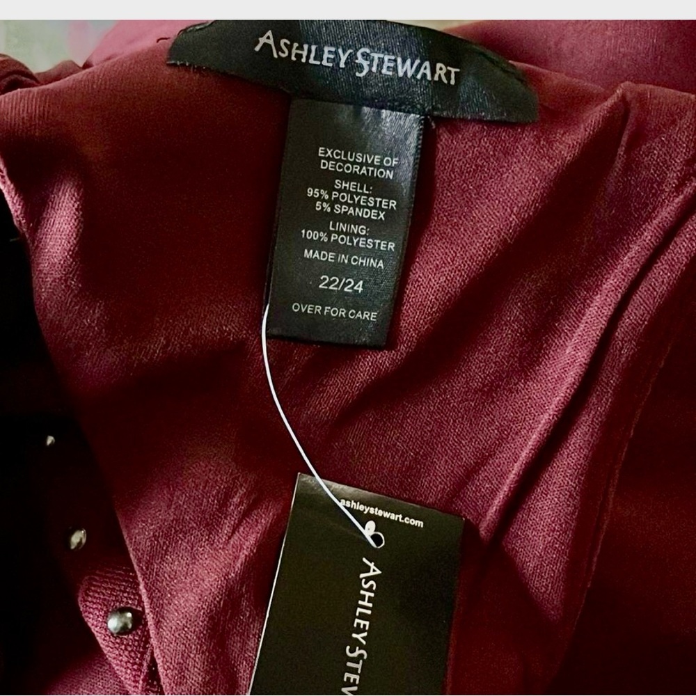 Ashley Stewart Burgundy Sleeveless Dress Studded Size 22/24  New With Tags - Picture 11 of 11